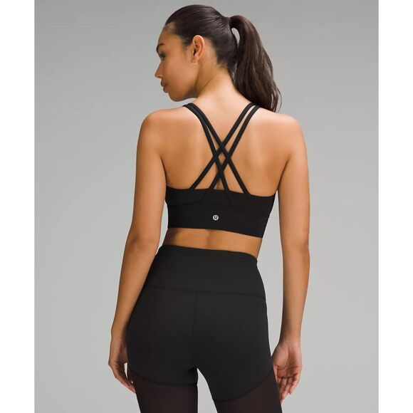 Lululemon Energy Bra Long Line Black Size 6 Sports Bra Worn Once - Picture 1 of 8